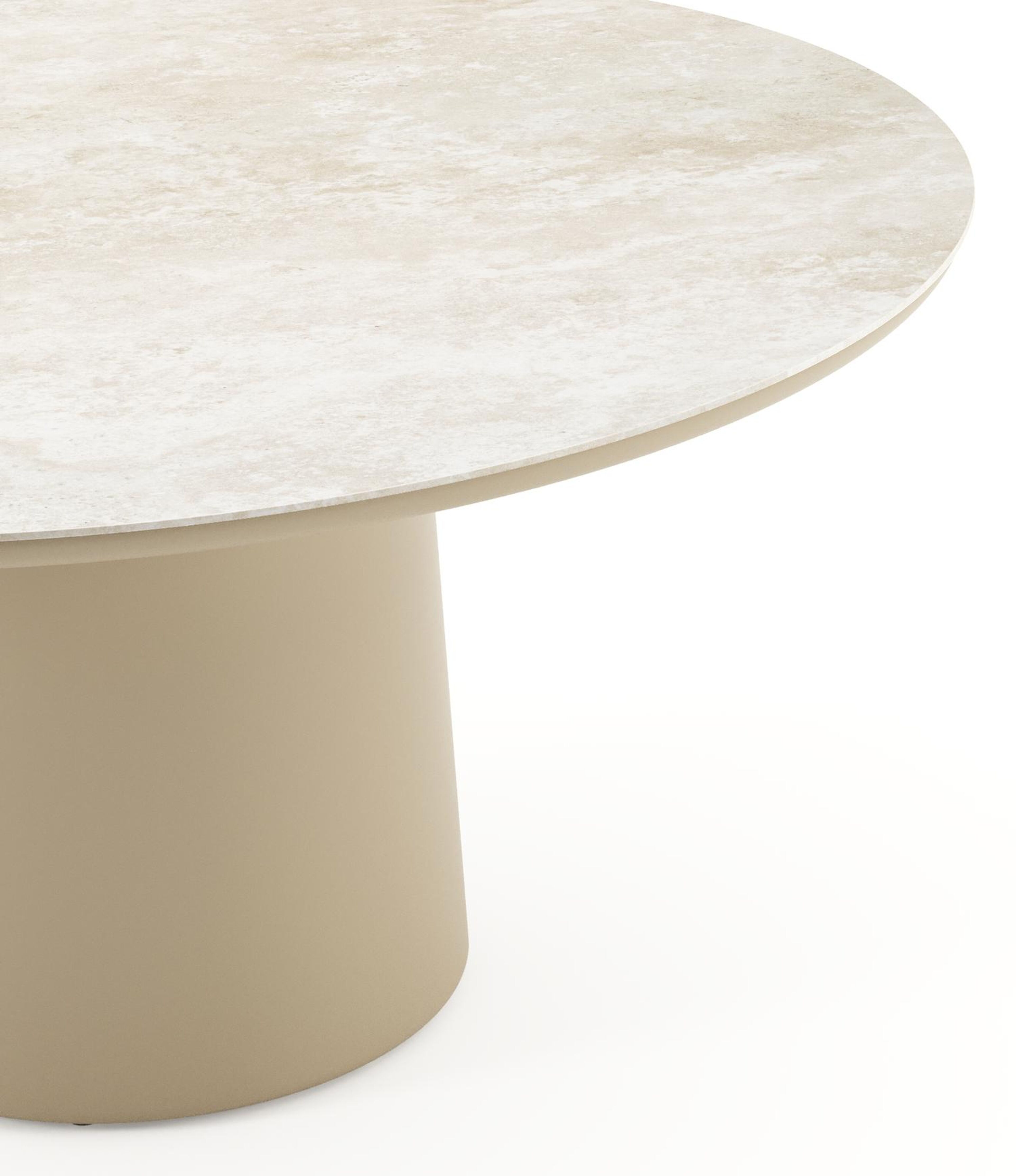 Amico tuintafel rond in beige aluminium en volkeramiek Rapolano - Dia. 148 x H 73.5 cm