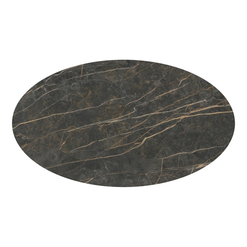 Fano tuintafel ovaal in wit aluminium en volkeramiek Black Obsession - L 140 x B 80 x H 74.5 cm