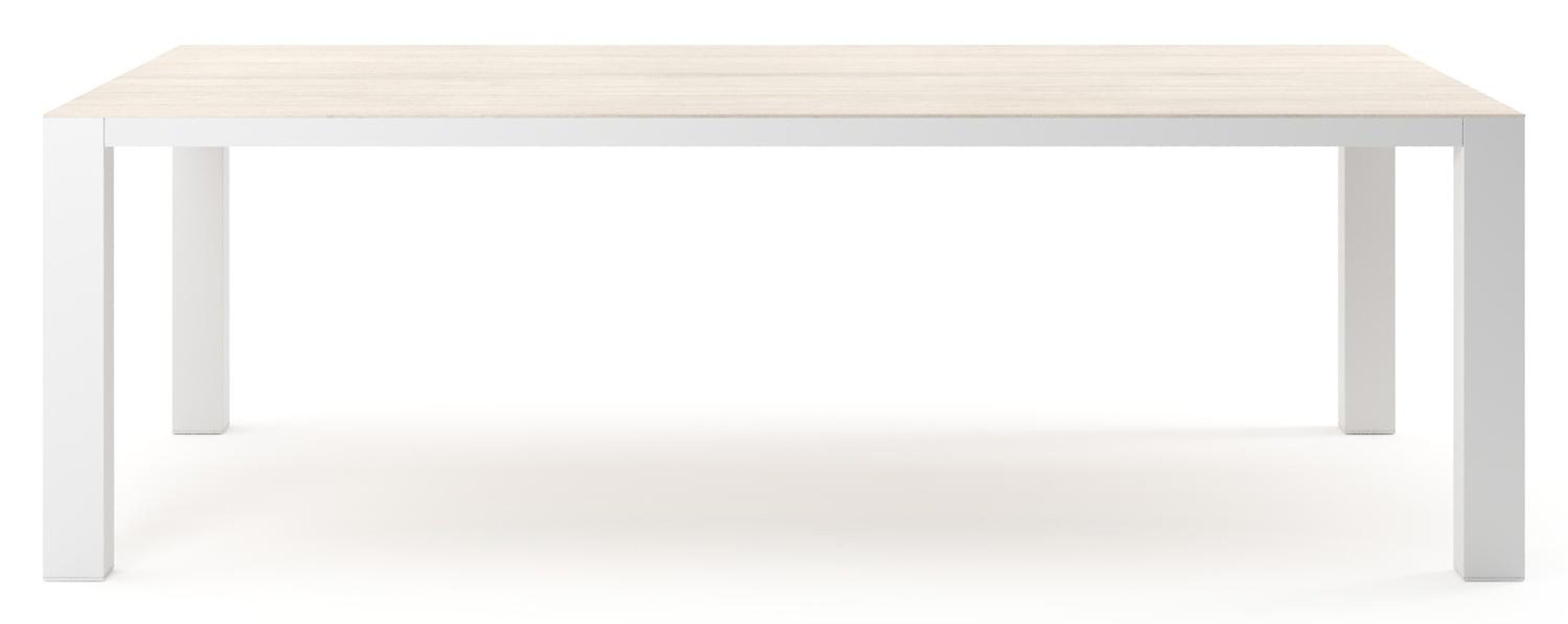 Table de jardin Nano rectangulaire en aluminium blanc et céramique pleine Travertino Bianco - Lg. 240 x Lrg. 148 x Haut. 73 cm