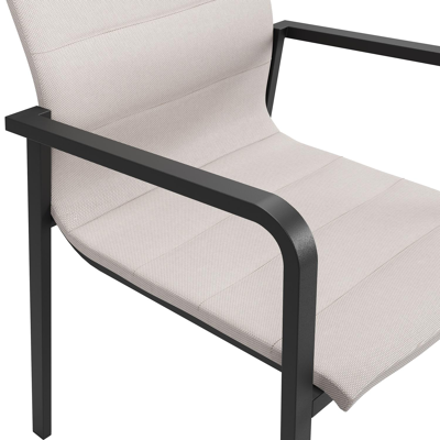 Como stapelbare tuinstoel in zwart aluminium en beige luxe textilene