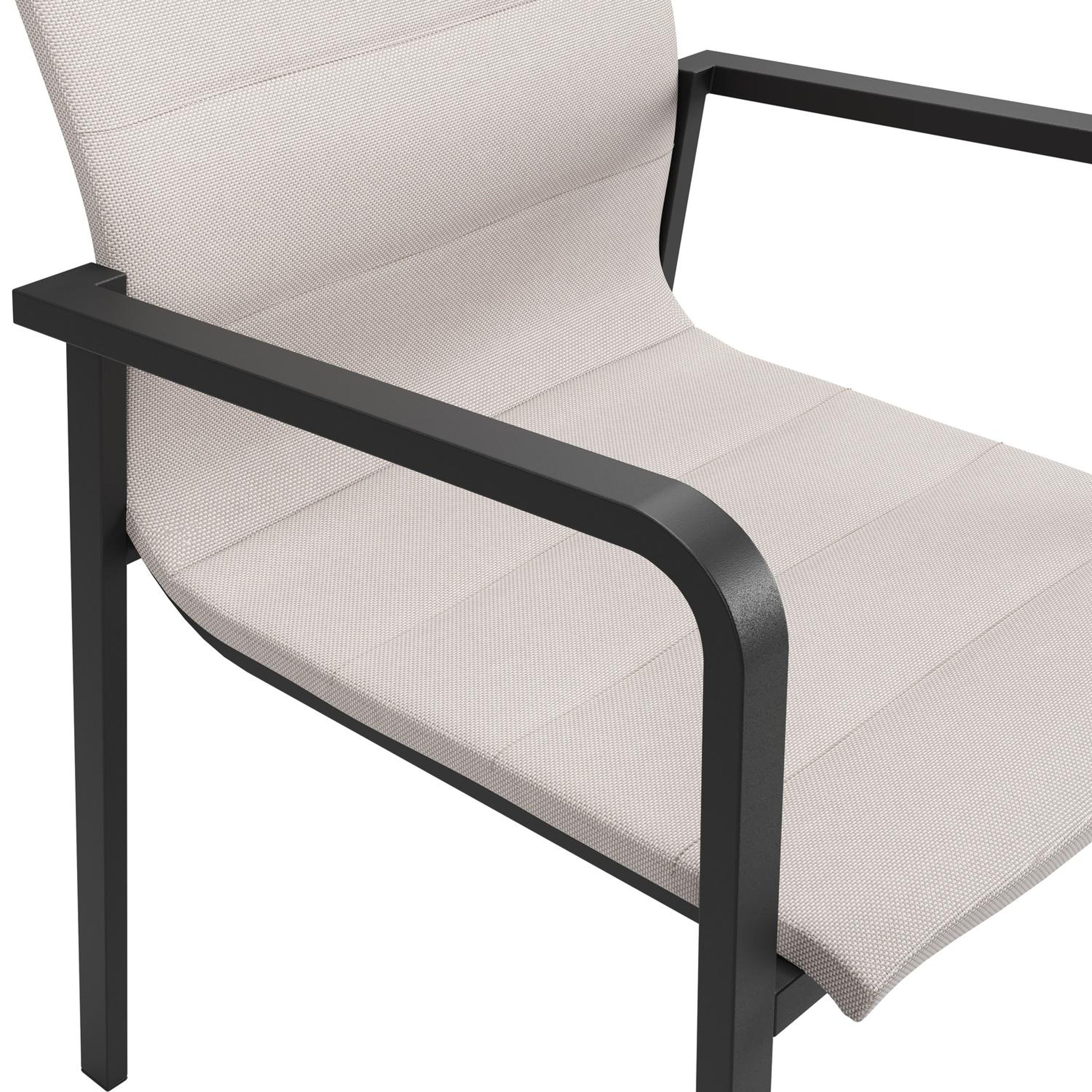 Como stapelbare tuinstoel in zwart aluminium en beige luxe textilene