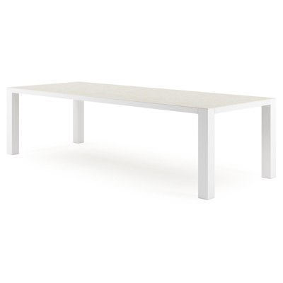 Nano tuintafel in wit aluminium en volkeramiek shilin - L 280 x B 110 x H 75 cm