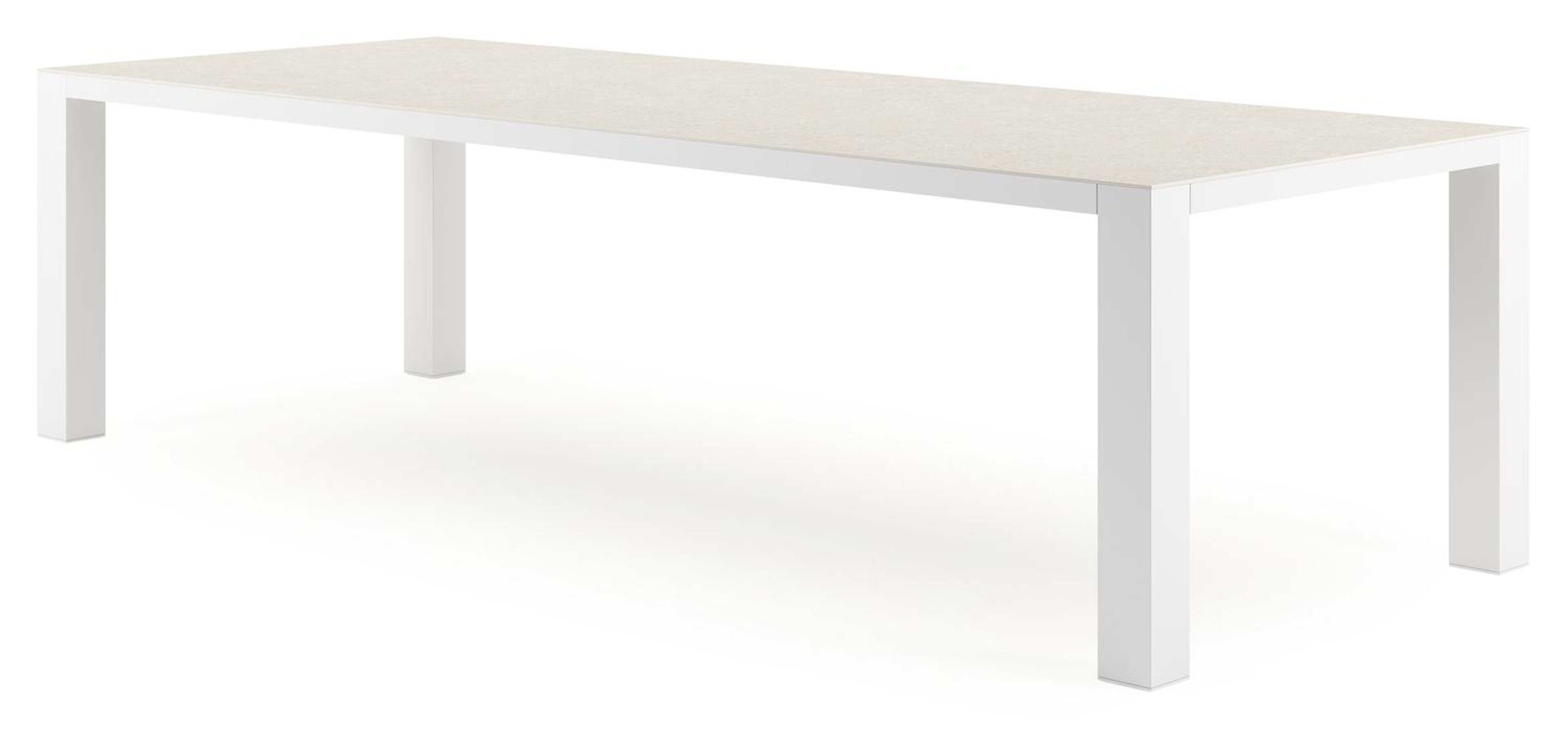 Nano tuintafel rechthoekig in wit aluminium en volkeramiek shilin - L 280 x B 110 x H 75 cm