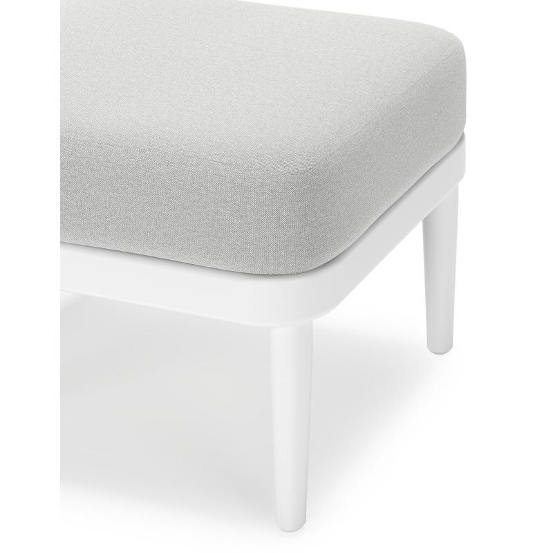 Pouf Orso en aluminium blanc et coussins en all weather sunbrella® luxe Natte Grey Chine