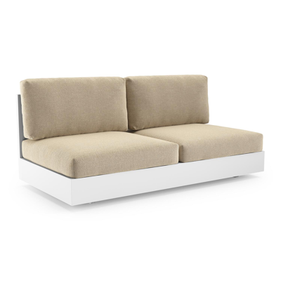 Como loungebank in wit aluminium met althea camel all weather cosytica kussen