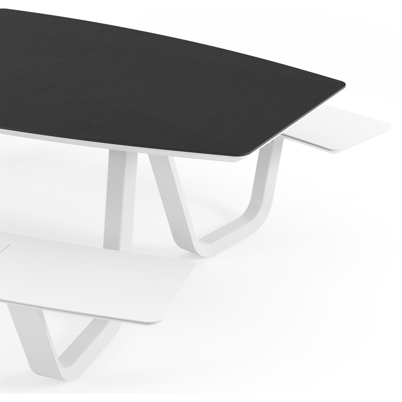 Table de pique-nique Forno forme de bateau forme de bateau en aluminium blanc et céramique pleine Nero Black - Lg. 240 x Lrg. 181 x Haut. 72 cm