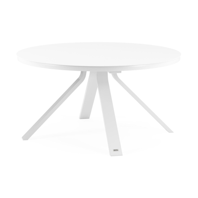 Cesano tuintafel in wit aluminium en volkeramiek arctic white - Dia. 148 x H 74,5 cm