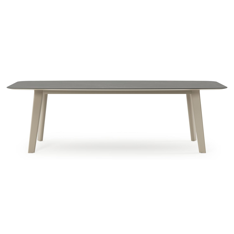 Lacrima tuintafel bootvorm in beige aluminium en volkeramiek Calatorao - L 255 x B 115 x H 74 cm
