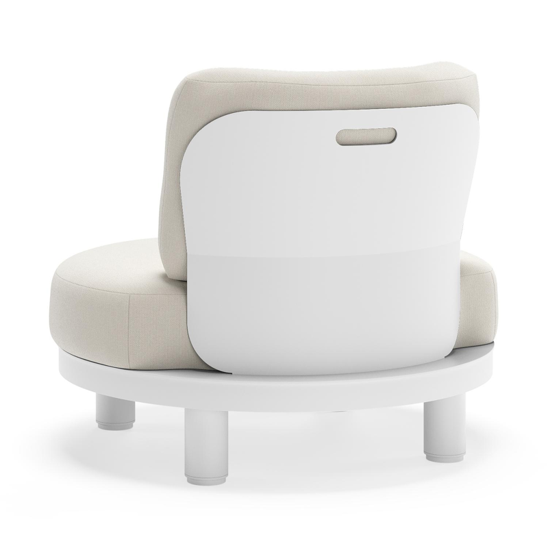 Fauteuil de jardin Donato en aluminium blanc et coussins en all weather sunbrella® luxe Savane White