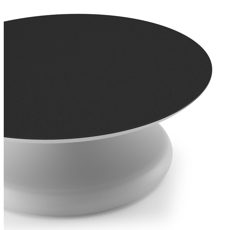 Bomero loungetafel rond in wit aluminium en volkeramiek Nero Black - Dia. 84 x H 32.2 cm