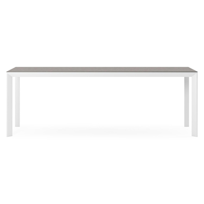 Malito tuintafel rechthoekig in wit aluminium en volkeramiek Wulong - L 220 x B 70 x H 75 cm