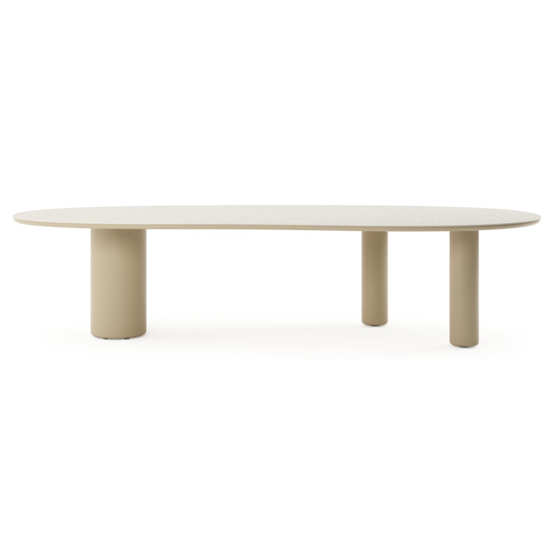 Amico tuintafel organisch in beige aluminium en volkeramiek Shilin - L 320 x B 145 x H 73.5 cm