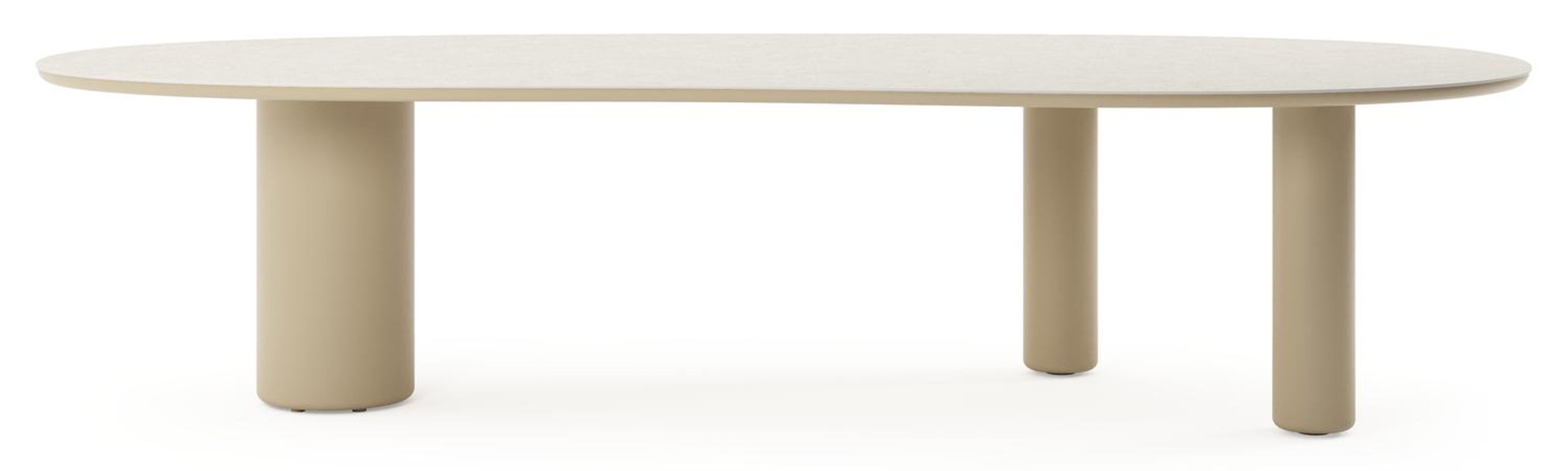 Amico tuintafel organisch in beige aluminium en volkeramiek Shilin - L 320 x B 145 x H 73.5 cm