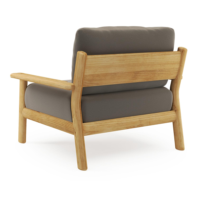 Amaro loungestoel in teak met natte carbon beige all weather sunbrella® luxe kussen