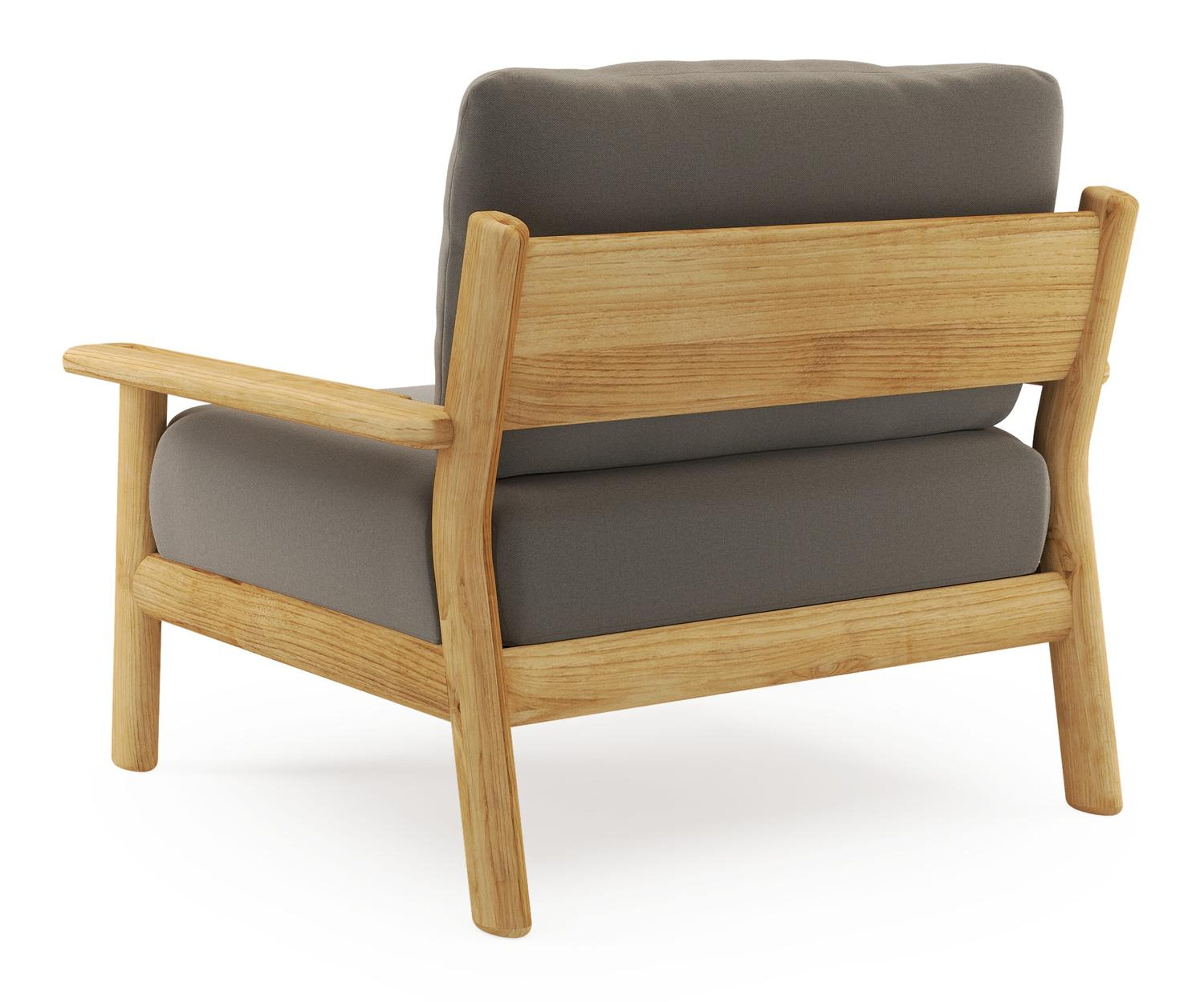 Amaro loungestoel in teak met natte carbon beige all weather sunbrella® luxe kussen