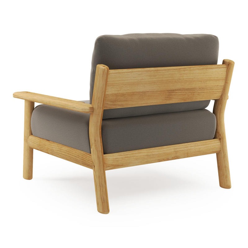 Amaro loungestoel in teak met natte carbon beige all weather sunbrella® luxe kussen