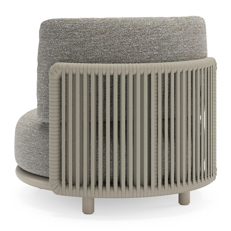 Lomano loungestoel in beige aluminium en beige verticaal geweven luxe vlakke rope met Tundra Pepper all weather sunbrella® luxe