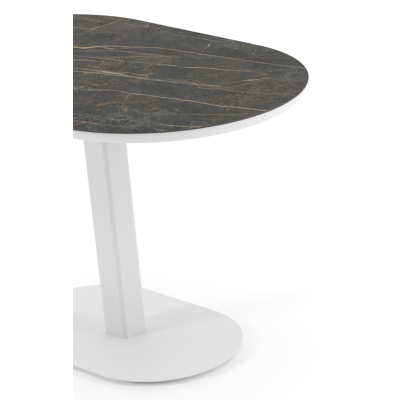 Teramo tuintafel bombo in wit aluminium en volkeramiek Black Obsession - L 110 x B 70 x H 73.7 cm
