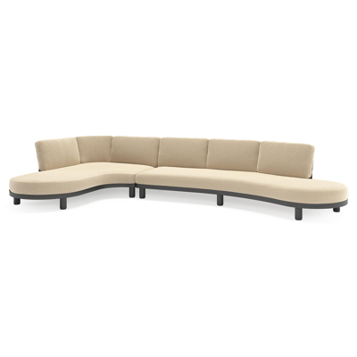 Donato loungehoek in zwart aluminium met all weather cosytica Althea Camel kussen