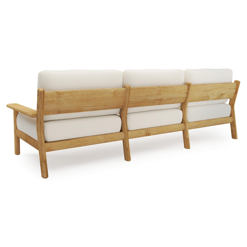 Amaro loungeset in teak met natte white all weather sunbrella® luxe kussen