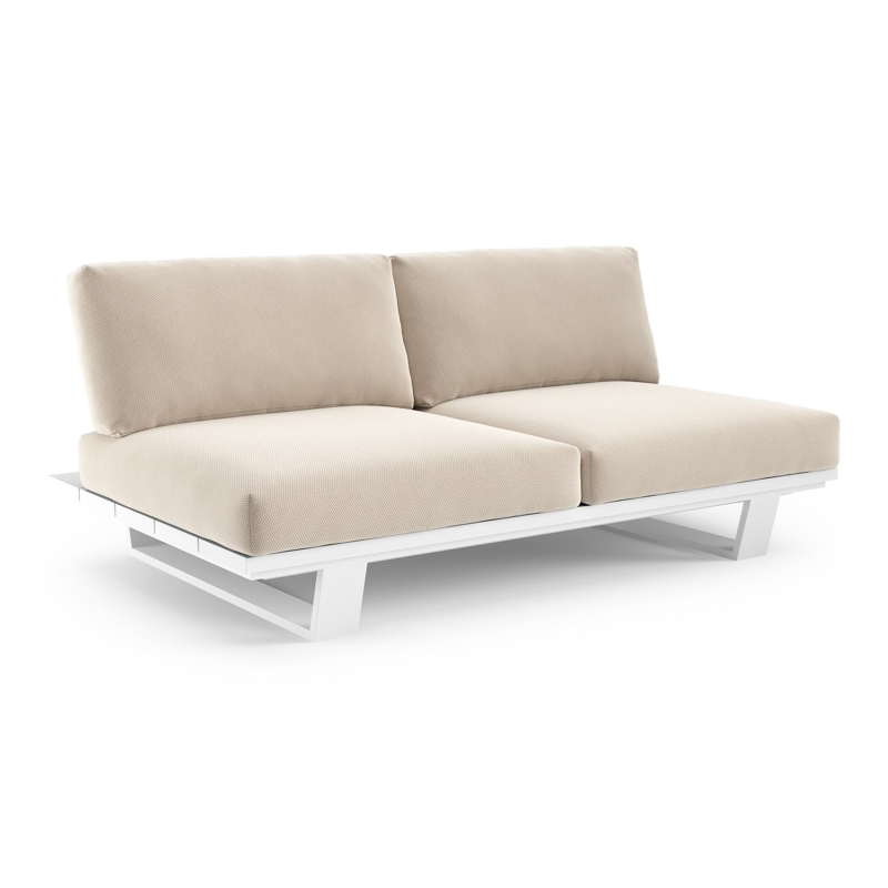 Pagino loungebank in wit aluminium met lopi antique all weather sunbrella® luxe kussen