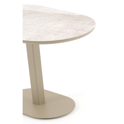 Teramo tuintafel bombo in beige aluminium en volkeramiek Taj Mahal - L 110 x B 70 x H 73.7 cm