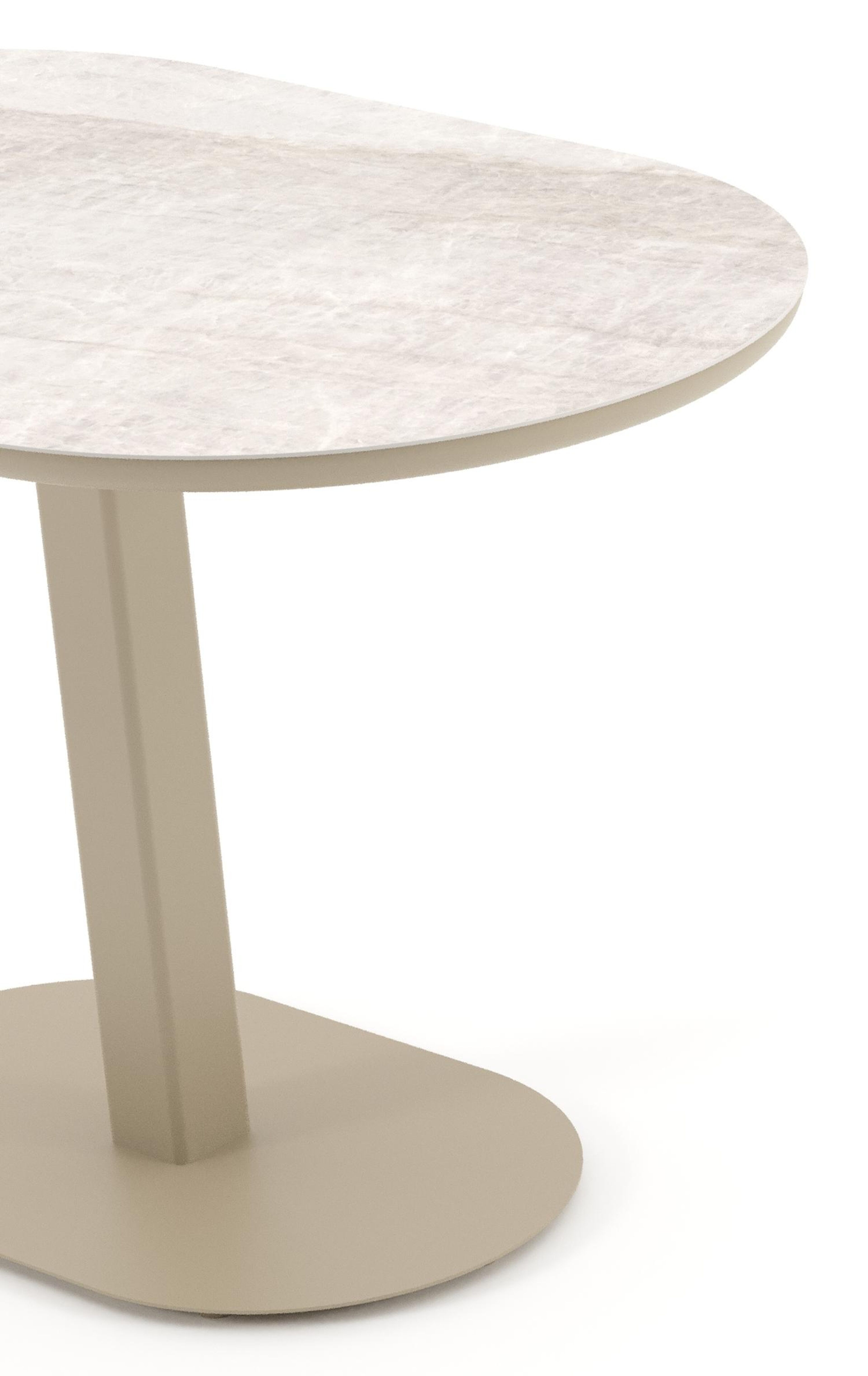 Teramo kantelbare tuintafel bombo in beige aluminium en volkeramiek Taj Mahal - L 110 x B 70 x H 74 cm