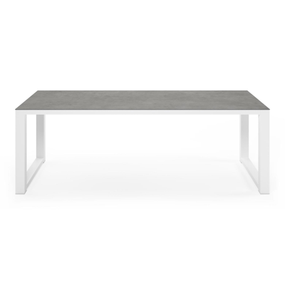 Livo tuinset in wit aluminium en grijs volkeramiek tafelblad met 6 Rivo tuinstoelen