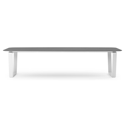 Pagino tuintafel bootvorm in wit aluminium en volkeramiek Basalt Black - L 315 x B 115 x H 73 cm