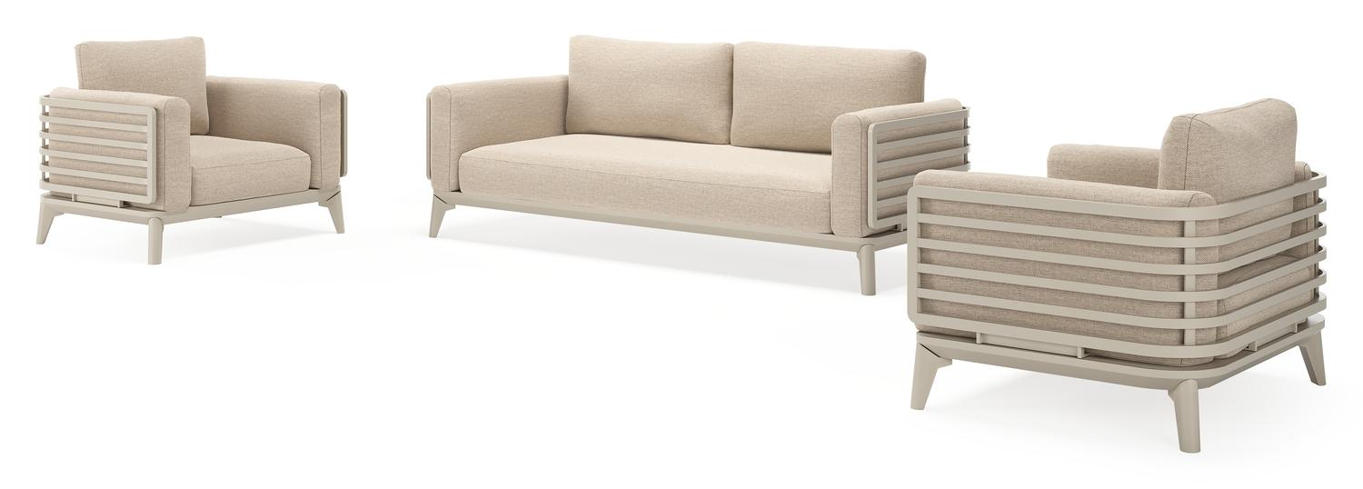 Mosa loungeset in beige aluminium met rustic weather+ softtouch kussens