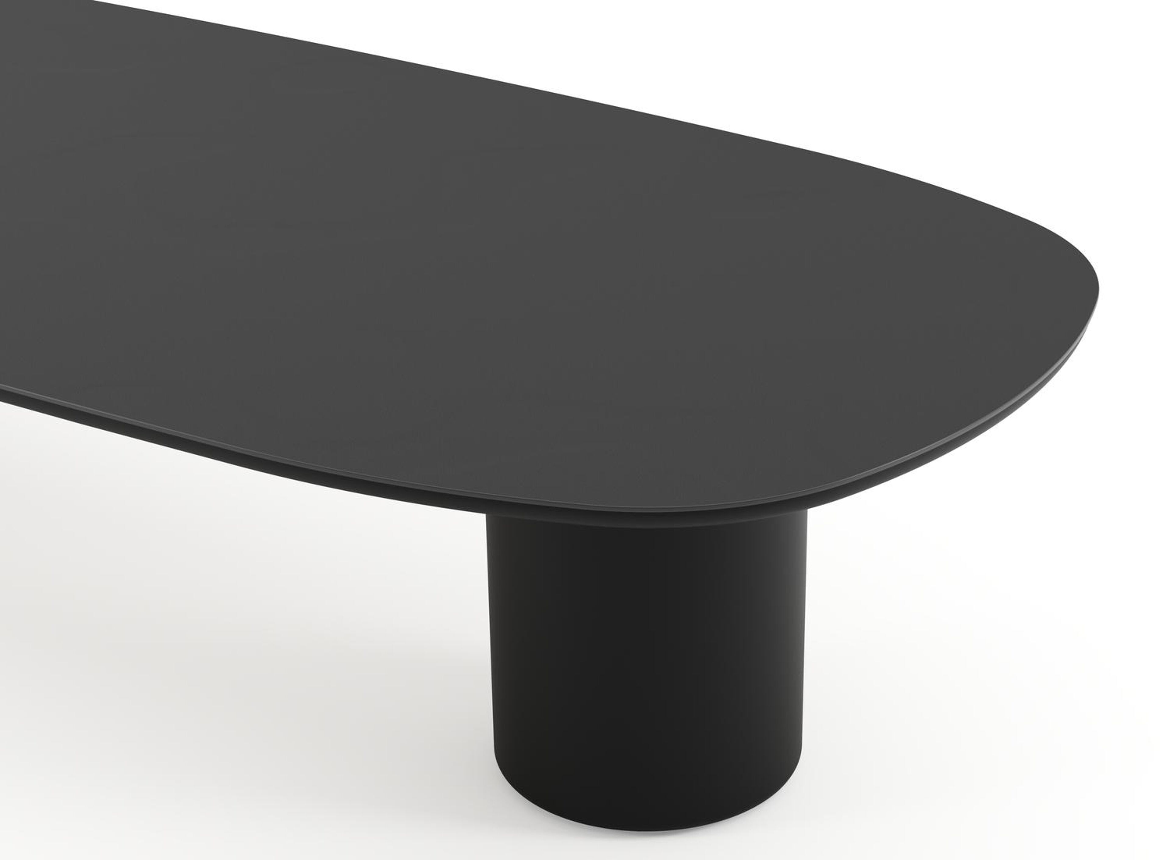 Table de jardin low dining Amico bombo en aluminium noir et céramique pleine Nero Black - Lg. 320 x Lrg. 130 x Haut. 61 cm