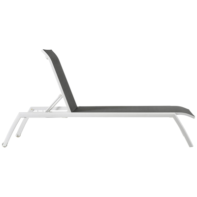 Bari verstelbaar ligbed in wit aluminium met grijs textilene