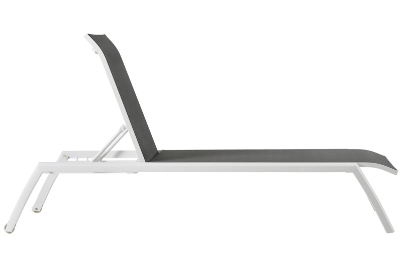 Bari verstelbaar ligbed in wit aluminium met grijs textilene