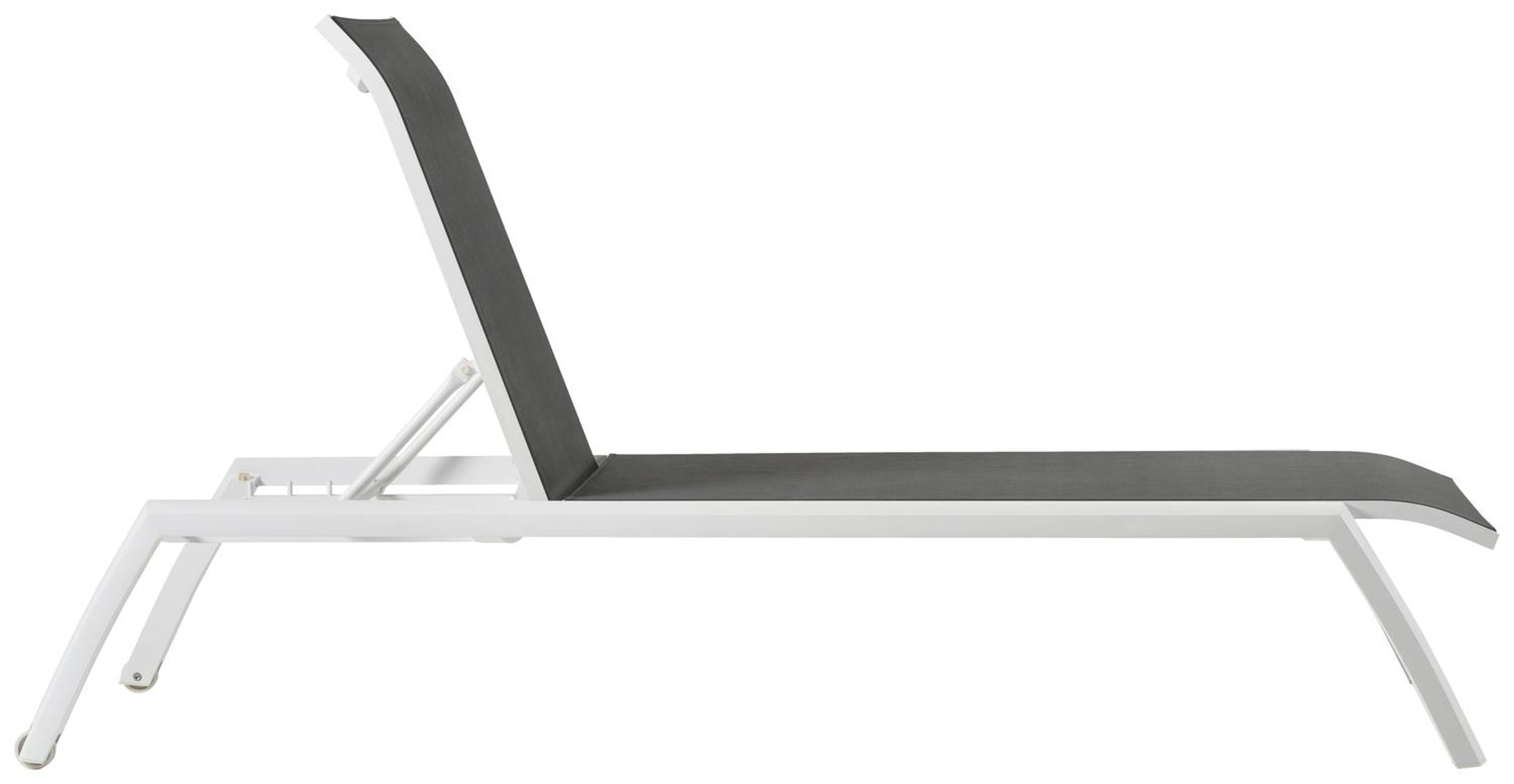Chaise longue réglable Bari en aluminium blanc avec textilène gris