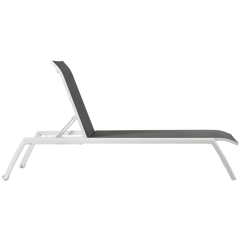 Bari verstelbaar ligbed in wit aluminium met grijs textilene