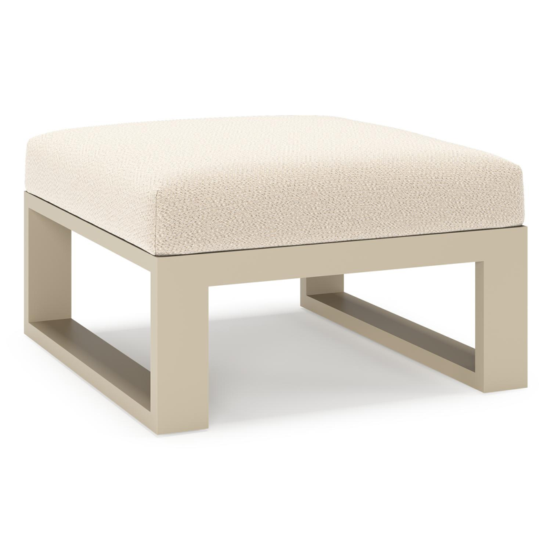 Verato poef in beige aluminium met lopi sand all weather sunbrella® luxe kussen