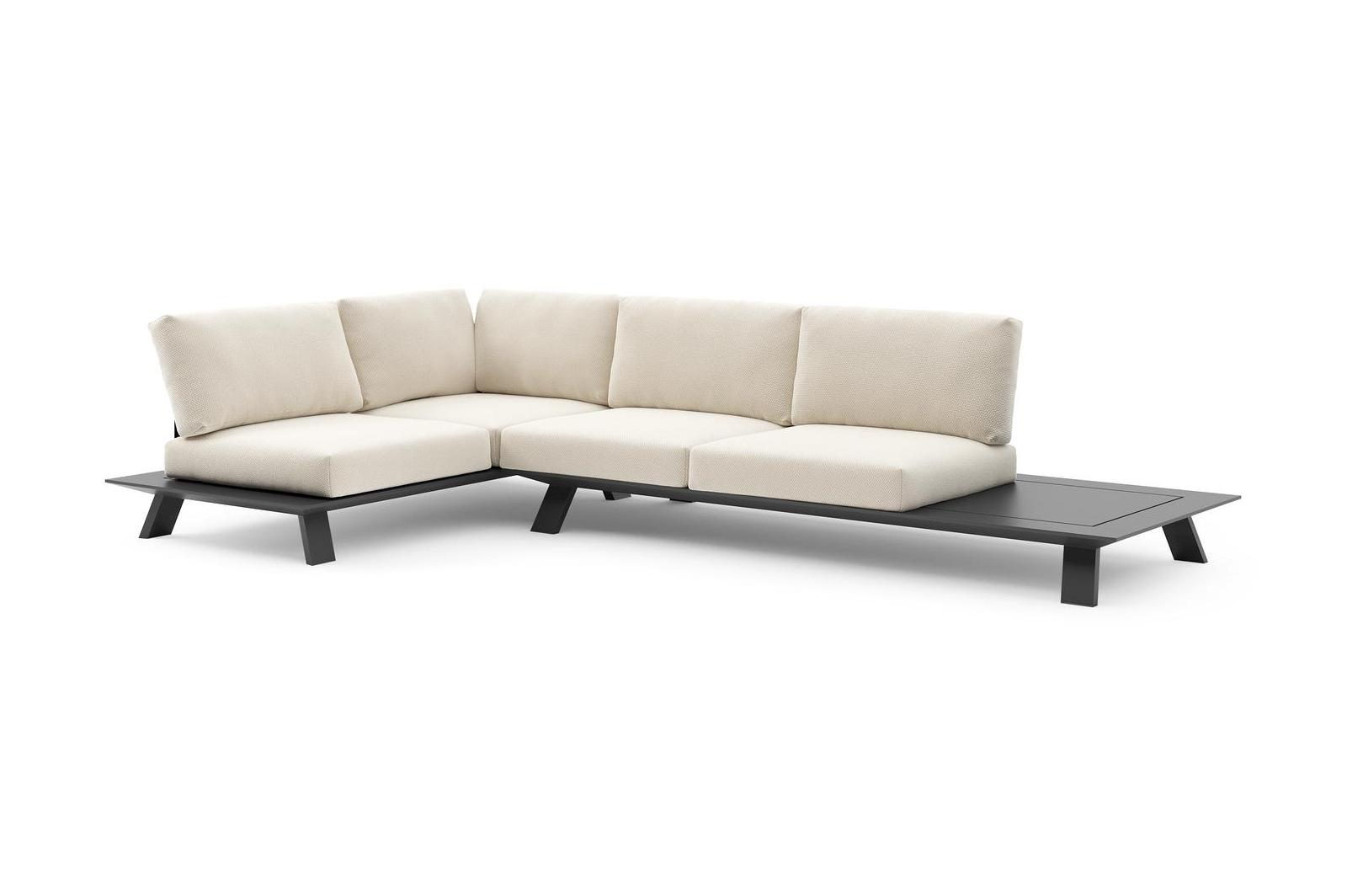 Cesano loungehoek in zwart aluminium met althea off white all weather Cosytica kussen