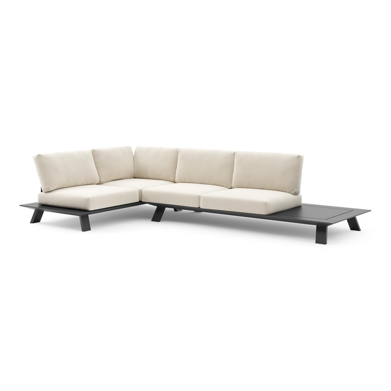 Cesano loungehoek in zwart aluminium met althea off white all weather Cosytica kussen