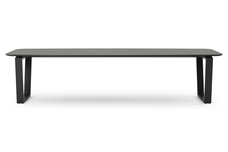 Table de jardin Pagino en aluminium noir et céramique pleine calatorao - Lg 315 x Larg. 115 x H 74 cm