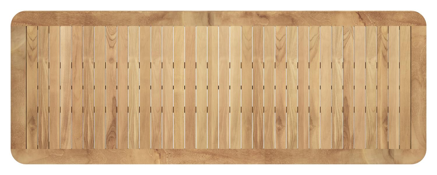 Mira rechthoekige afgeronde tuinset in zwart aluminium en teak natural finish met 10 Artena tuinstoelen