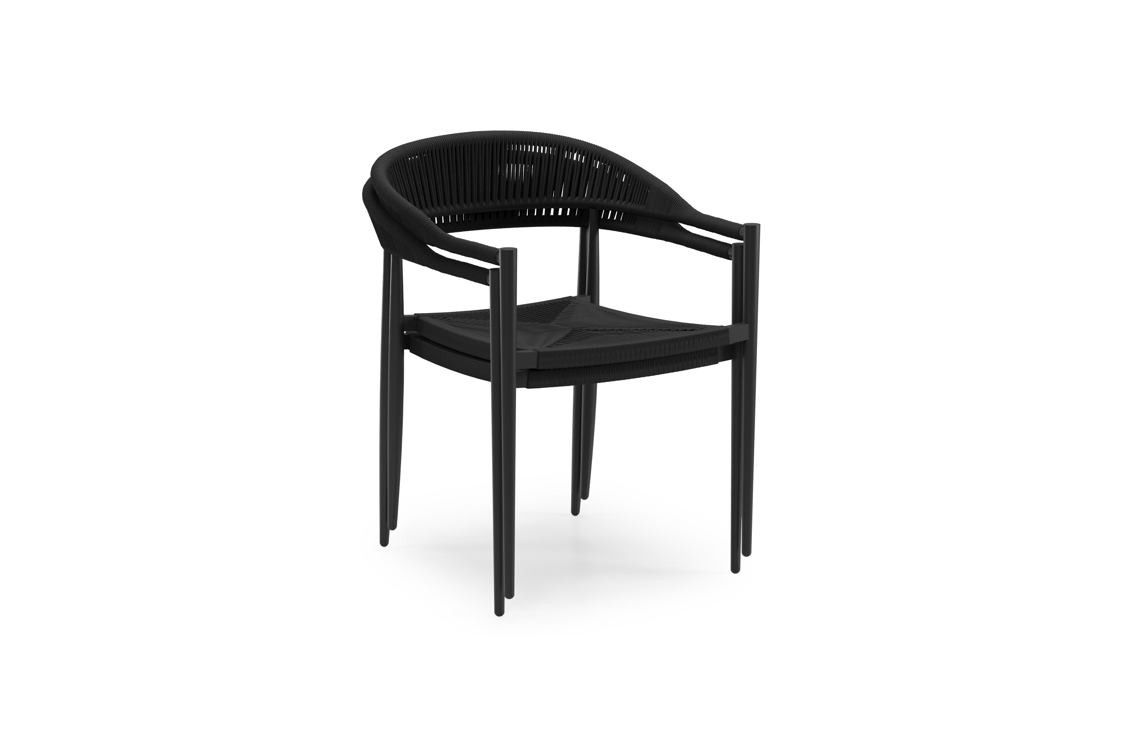 Bahia tuinset rechthoekig in zwart aluminium en sintered stone zwart met 6 Guarda tuinstoelen