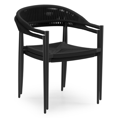 Guarda tuinstoel in zwart aluminium en zwart rope