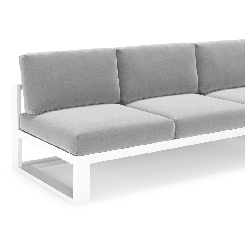 Verato loungehoek in wit aluminium met savane grey all weather sunbrella® luxe kussen