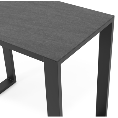 Verato bartafel in zwart aluminium en volkeramiek basalt black - L 120 x B 70 x H 106 cm