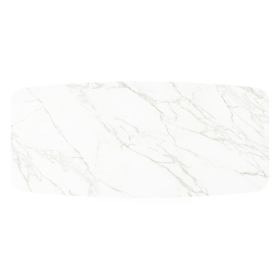 Table de jardin Donato en aluminium blanc et céramique pleine calacatta - Lg 255 x Larg. 115 x H 74 cm