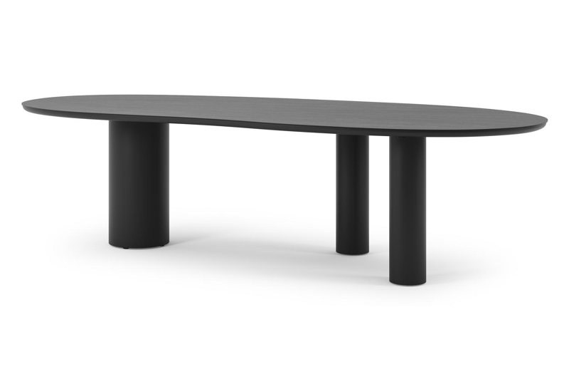 Organo tuintafel organisch in zwart aluminium en volkeramiek basalt zwart L 280 x B 120 x H 74 cm x H 74 cm