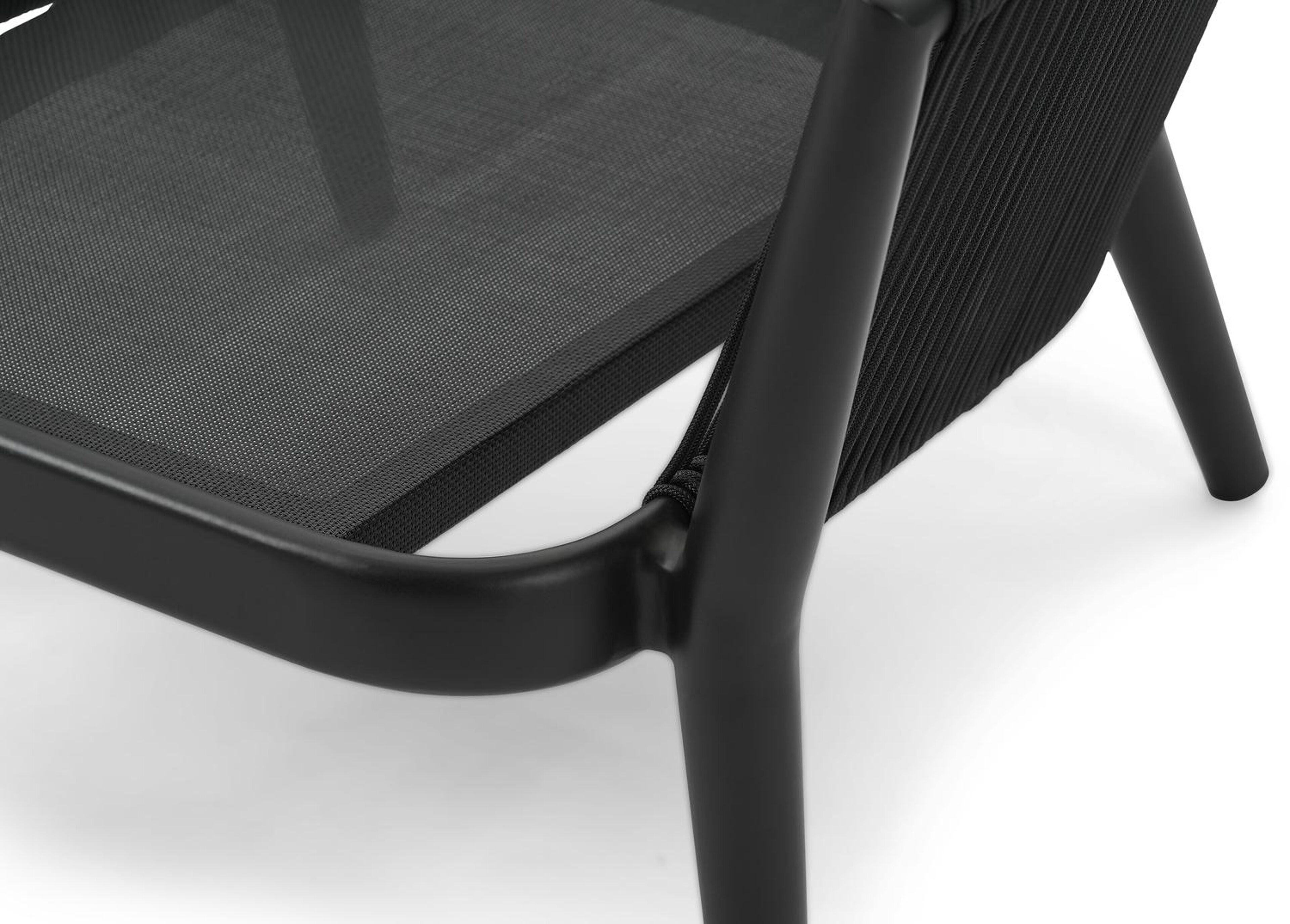 Salon de jardin Orso 1-pl en aluminium noir et corde noir