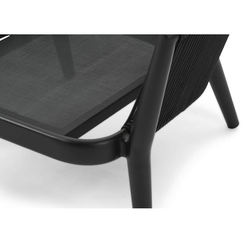 Salon de jardin Orso 1-pl en aluminium noir et corde noir
