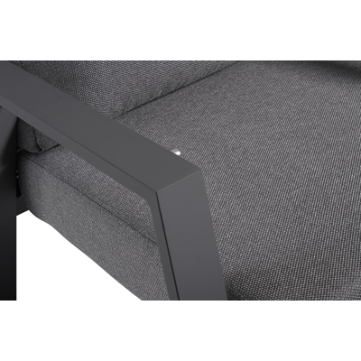 Mismo loungeset met verstelbare rugleuning in antraciet aluminium met grijs polyester kussens en loungetafel