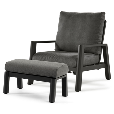 Cirello loungeset in zwart aluminium met lopi shadow all weather sunbrella® luxe kussens